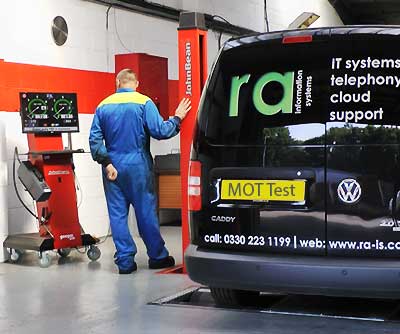 a chesterfield work van being mot tested by our specialist tester